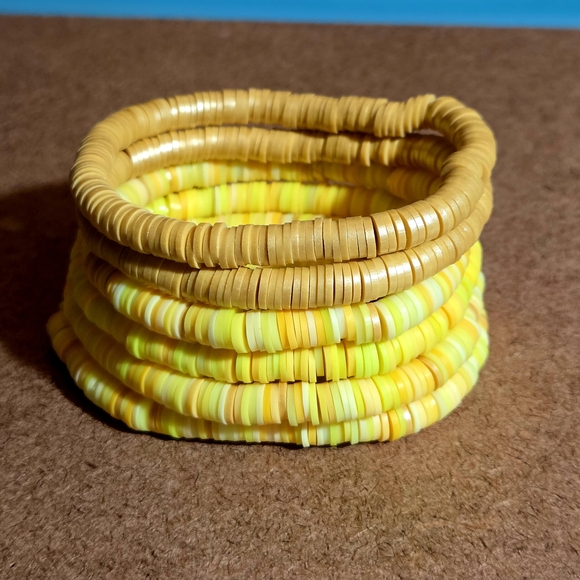 Vibrant Yellow and Tan Bracelet Set - Picture 1 of 11
